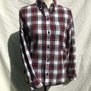 LL Bean Petite Small Plaid Flannel Shirt